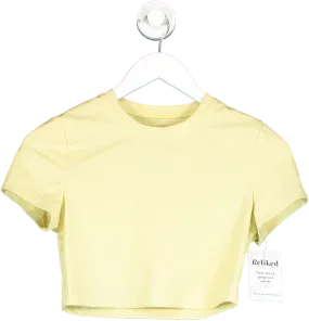 Adanola Yellow Short Sleeve Crop Top UK M