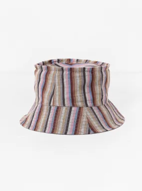 Aizu Reversible Bucket Hat Brown Multi Stripe