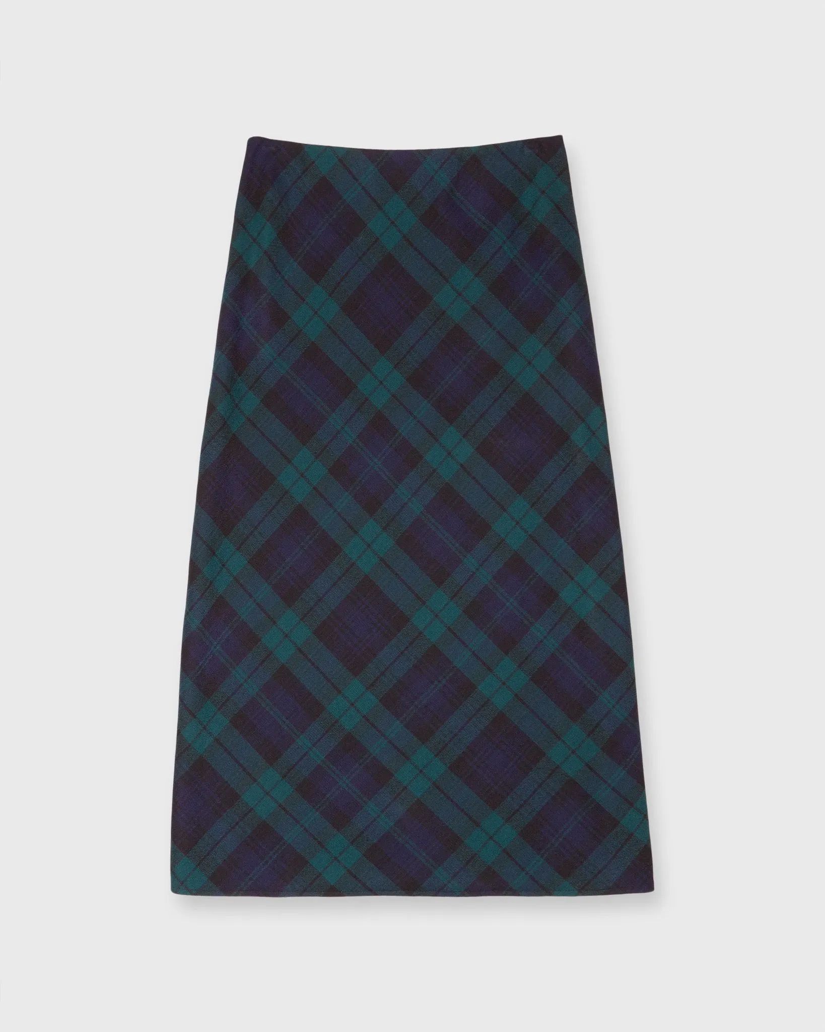 Ann Mashburn Marina Side Zip Skirt in Blackwatch Tartan Stretch Wool