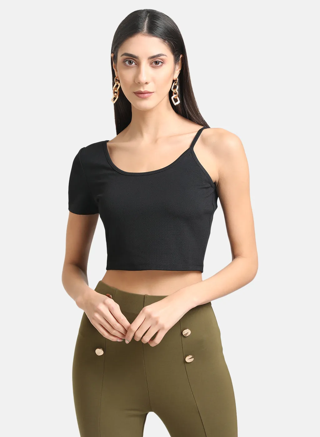 Basic One Shoulder Crop Top