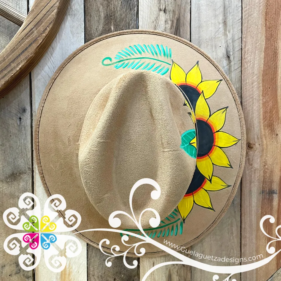 Beige Sunflowers Hat- Hand Painted Fall Hat