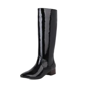 (Clean Up - US 5) Patent leather Low Heel Knee-high Boots