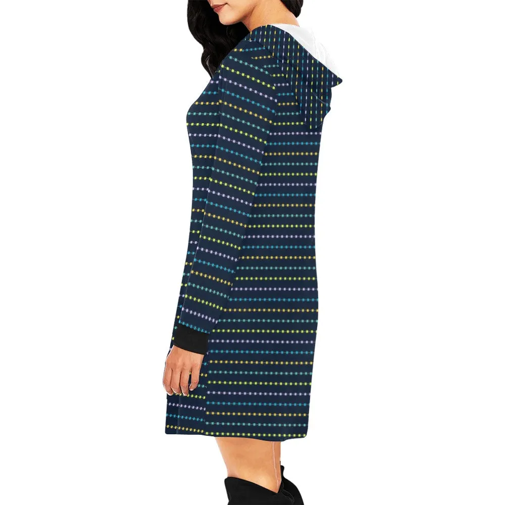 colored square polka dots 10 C All Over Print Hoodie Mini Dress (Model H27)