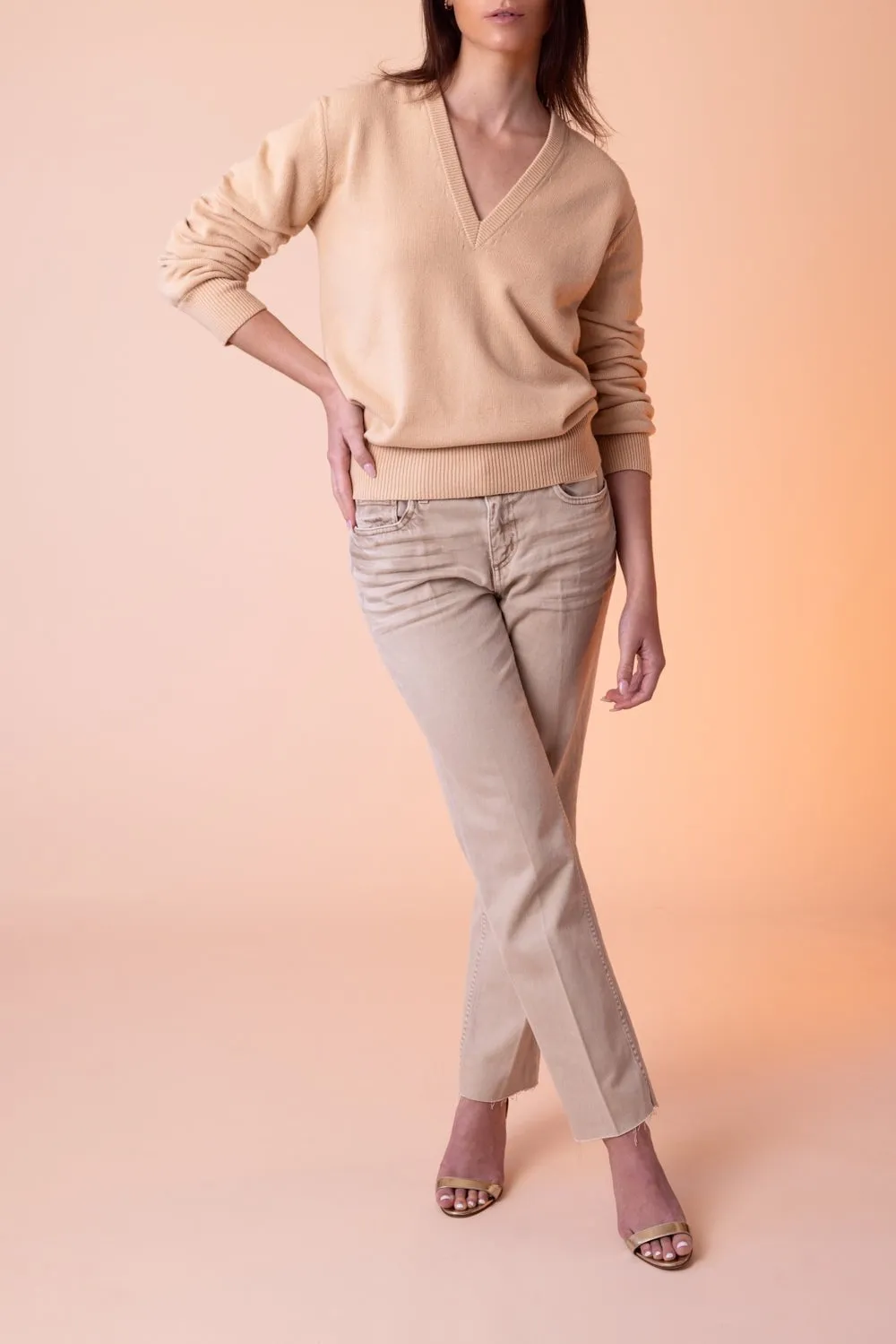 Crushed Sleeve Sweater - Nude