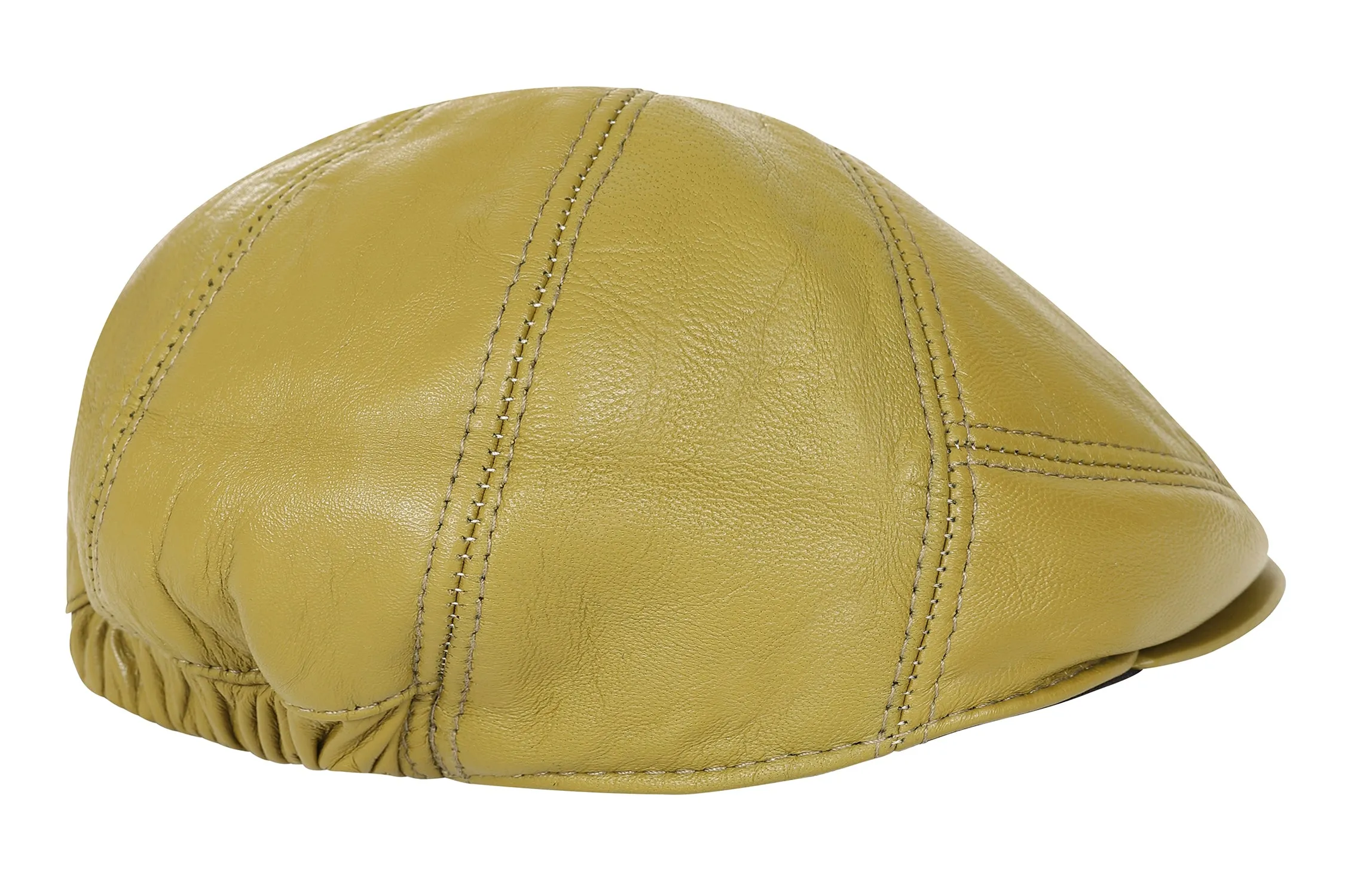 Genuine Olive Leather London Flat Cap - Timeless Classic