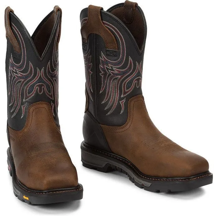 Justin Men's Tanker 11 Steel Toe Western Work Boot -Brown- WK2104