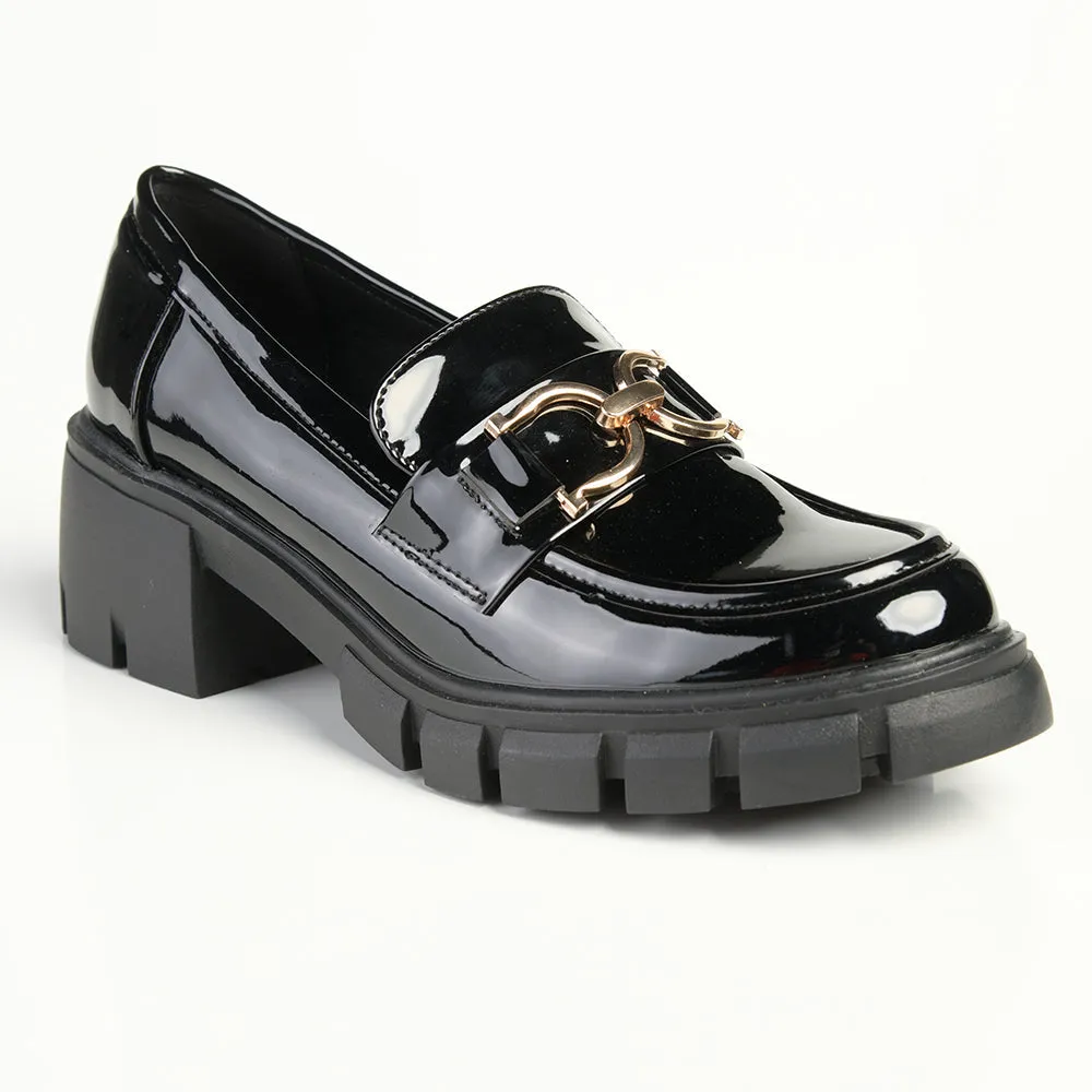 Madison Phoebe Heeled Loafer - Black