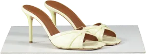 malone souliers Perla 85 Pale Yellow Leather Heeled Mules UK 5.5 EU 38.5 👠