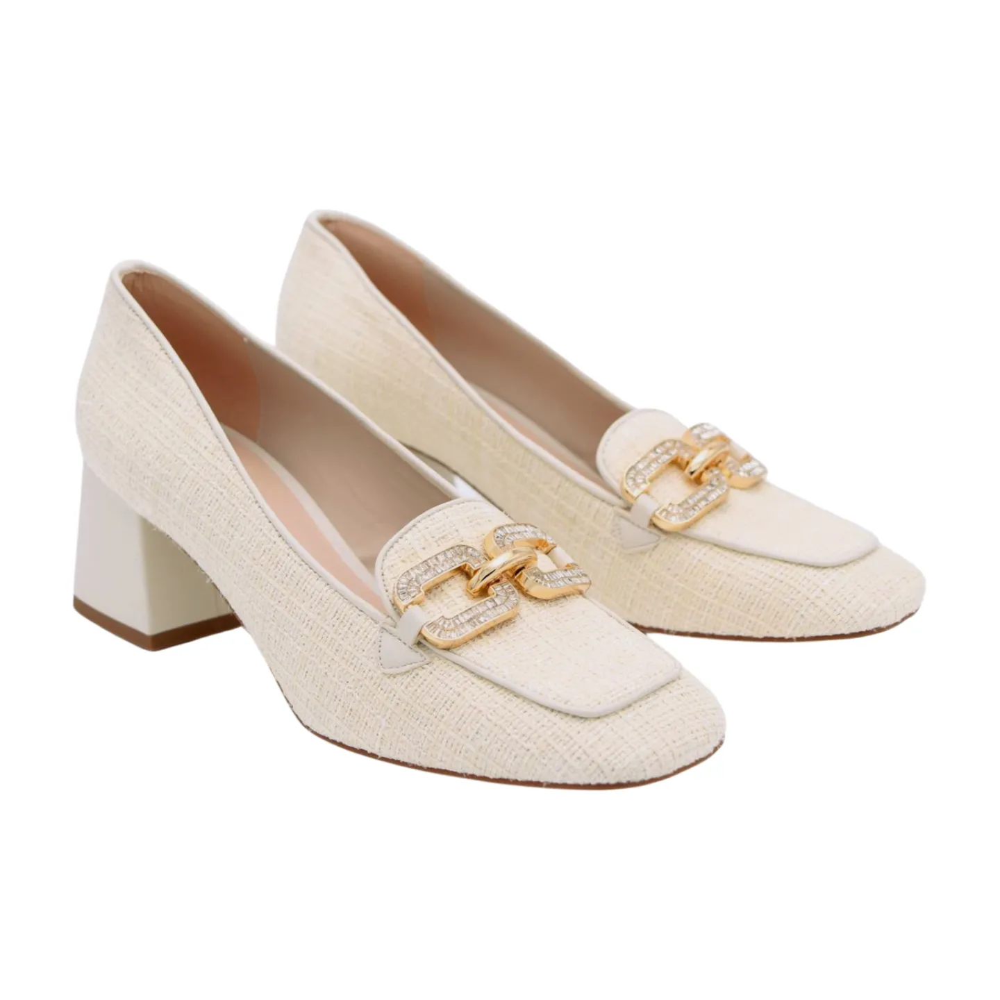 MARIAN Cream Boucle  Print Heeled Loafer 7901