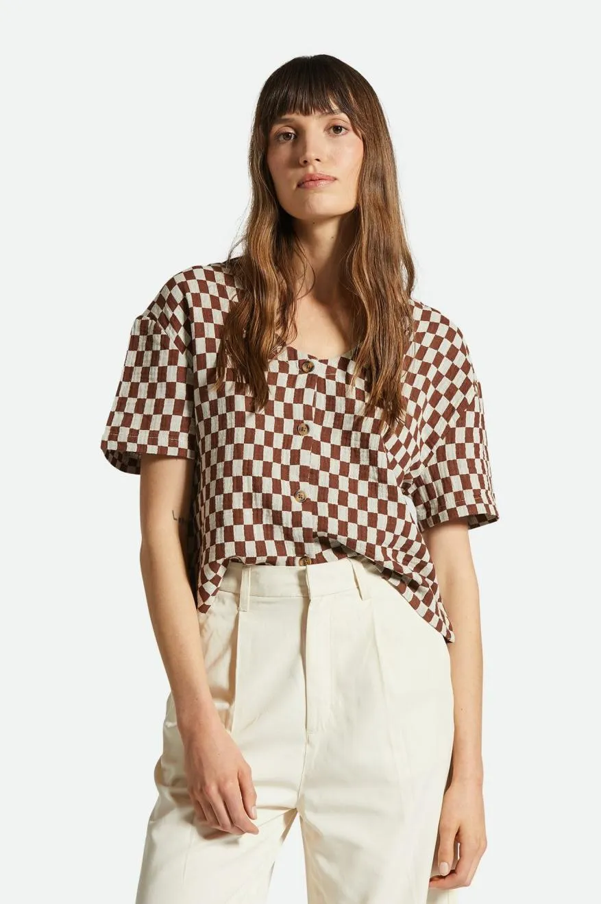 Mykonos Small Check S/S Woven - Sepia