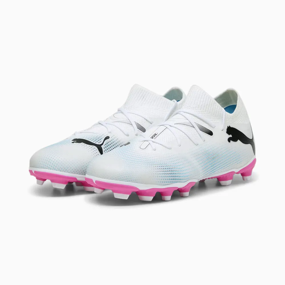 Puma Future 7 Match FG/AG Jnr Football Boots (White/Black/Poison Pink)