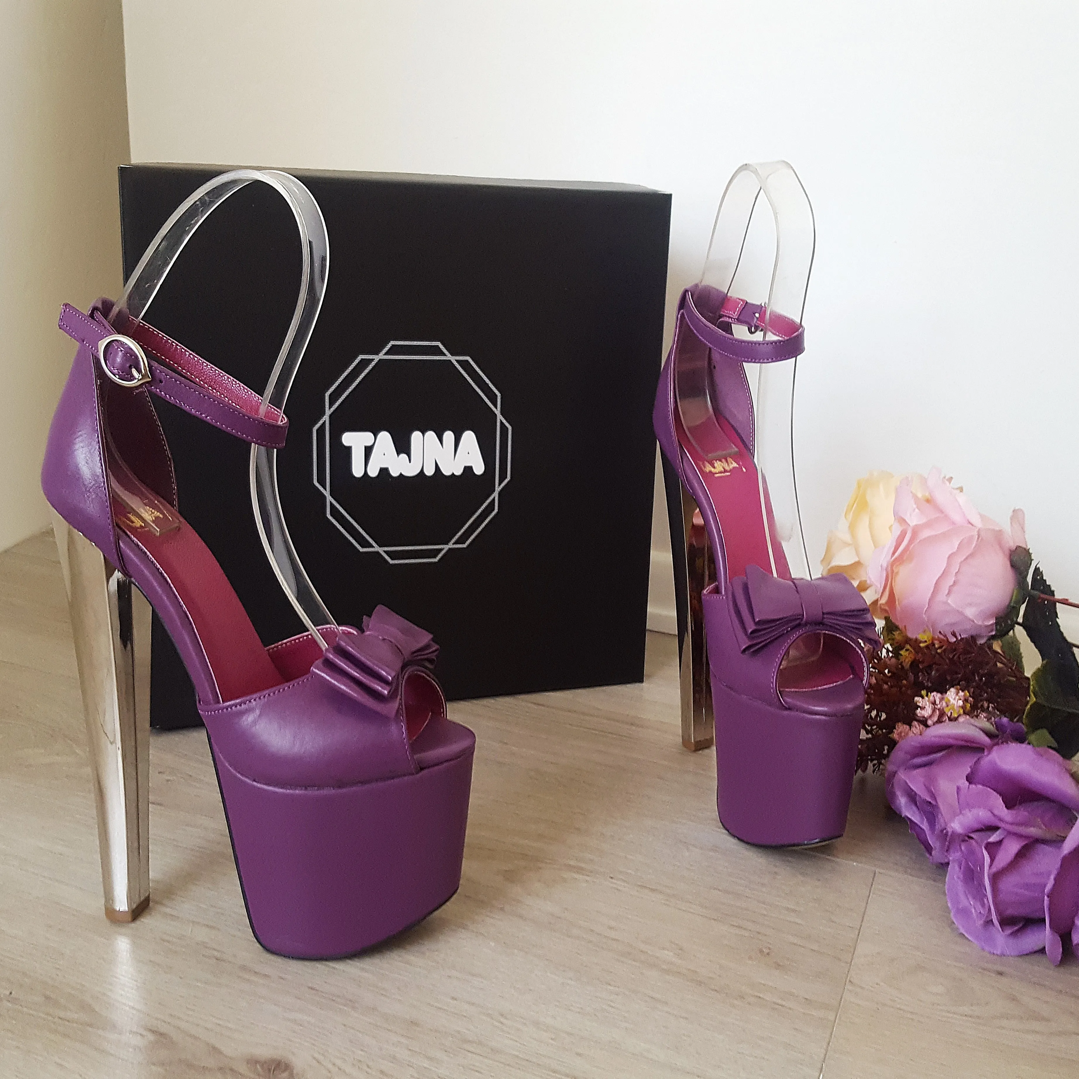 Purple Ribbon High Heel Platform Shoes