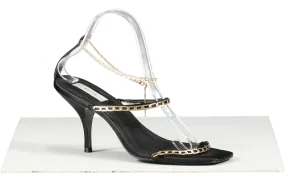 REISS Black Magda Chain Satin Strappy Heeled Sandals UK 7 EU 40 👠