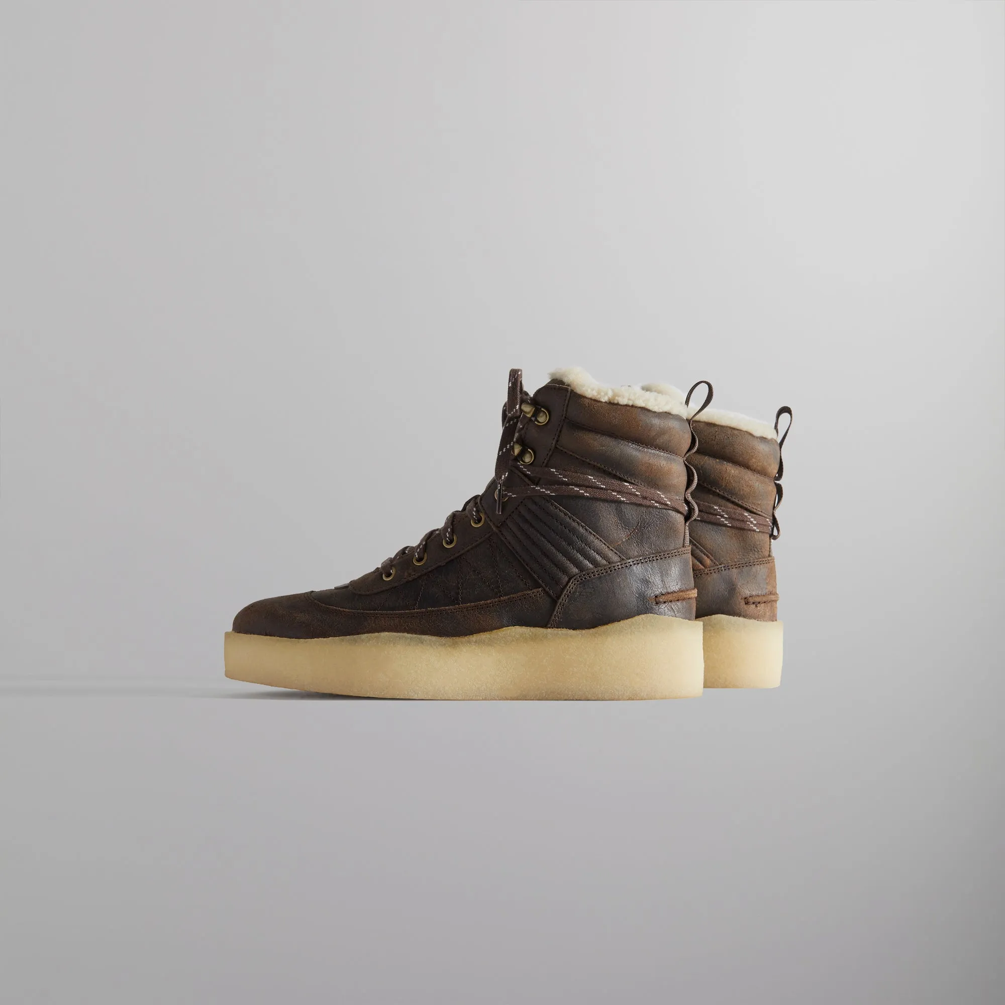 Ronnie Fieg x Clarks Originals 8th Street Rushden Boot - Luxurious Chocolate Brown Shearling