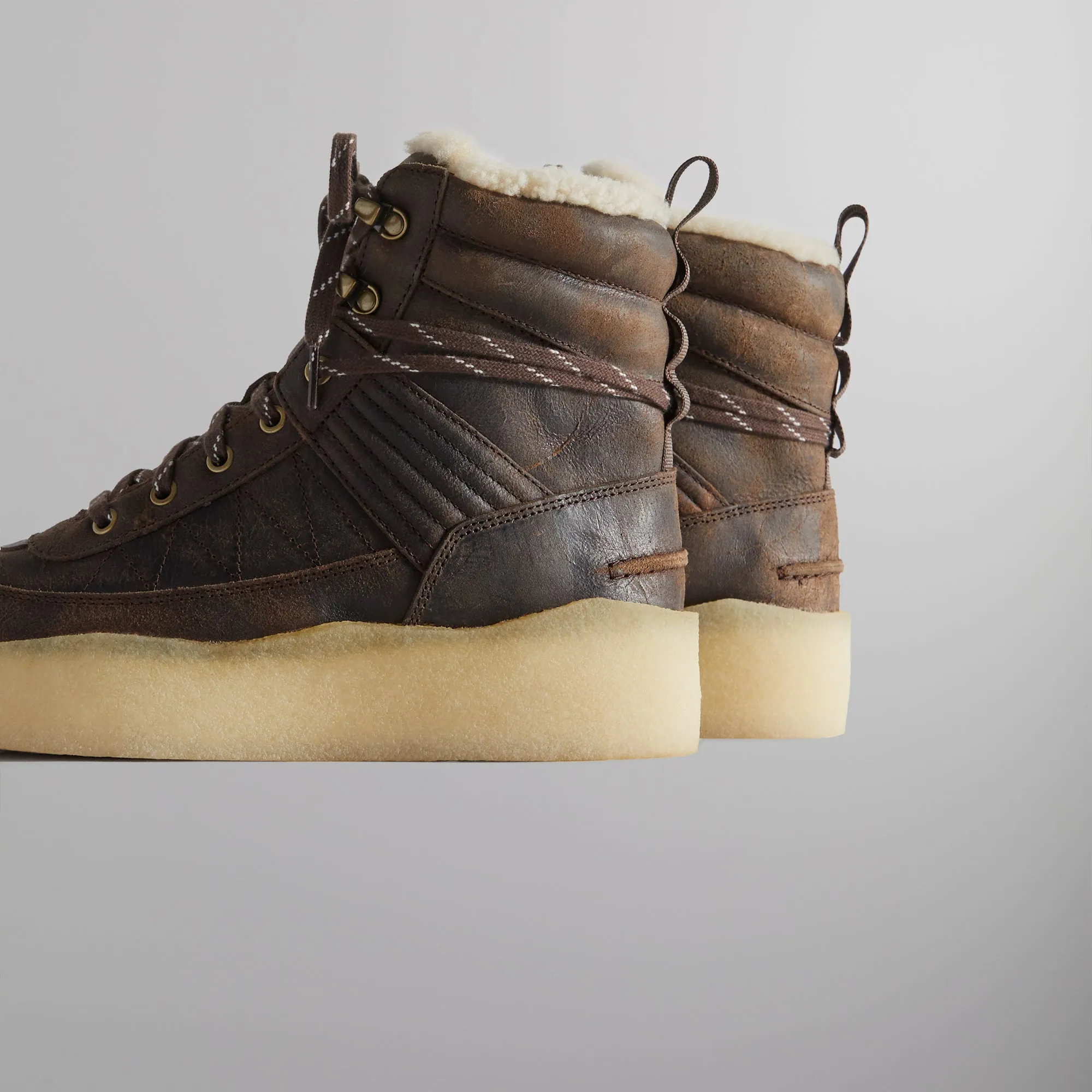 Ronnie Fieg x Clarks Originals 8th Street Rushden Boot - Luxurious Chocolate Brown Shearling