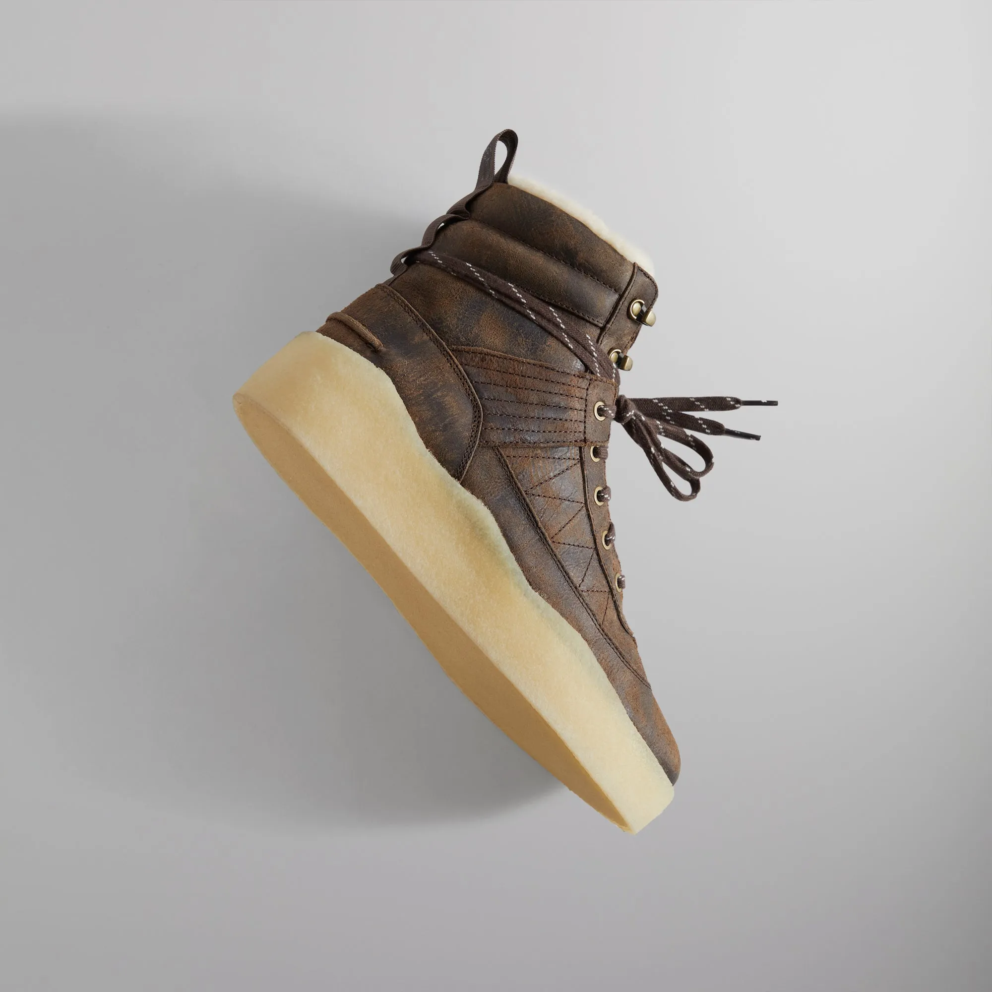 Ronnie Fieg x Clarks Originals 8th Street Rushden Boot - Luxurious Chocolate Brown Shearling