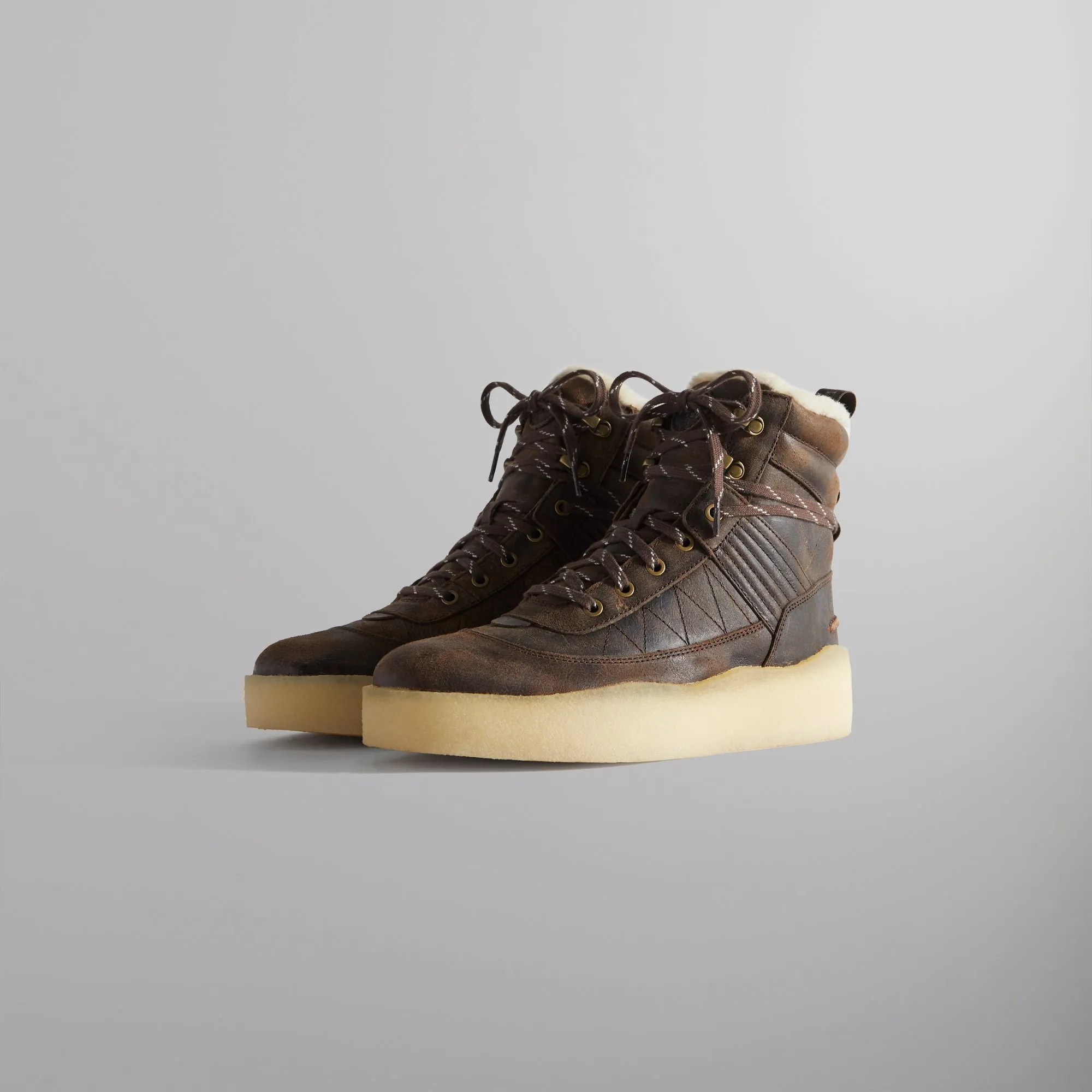 Ronnie Fieg x Clarks Originals 8th Street Rushden Boot - Luxurious Chocolate Brown Shearling