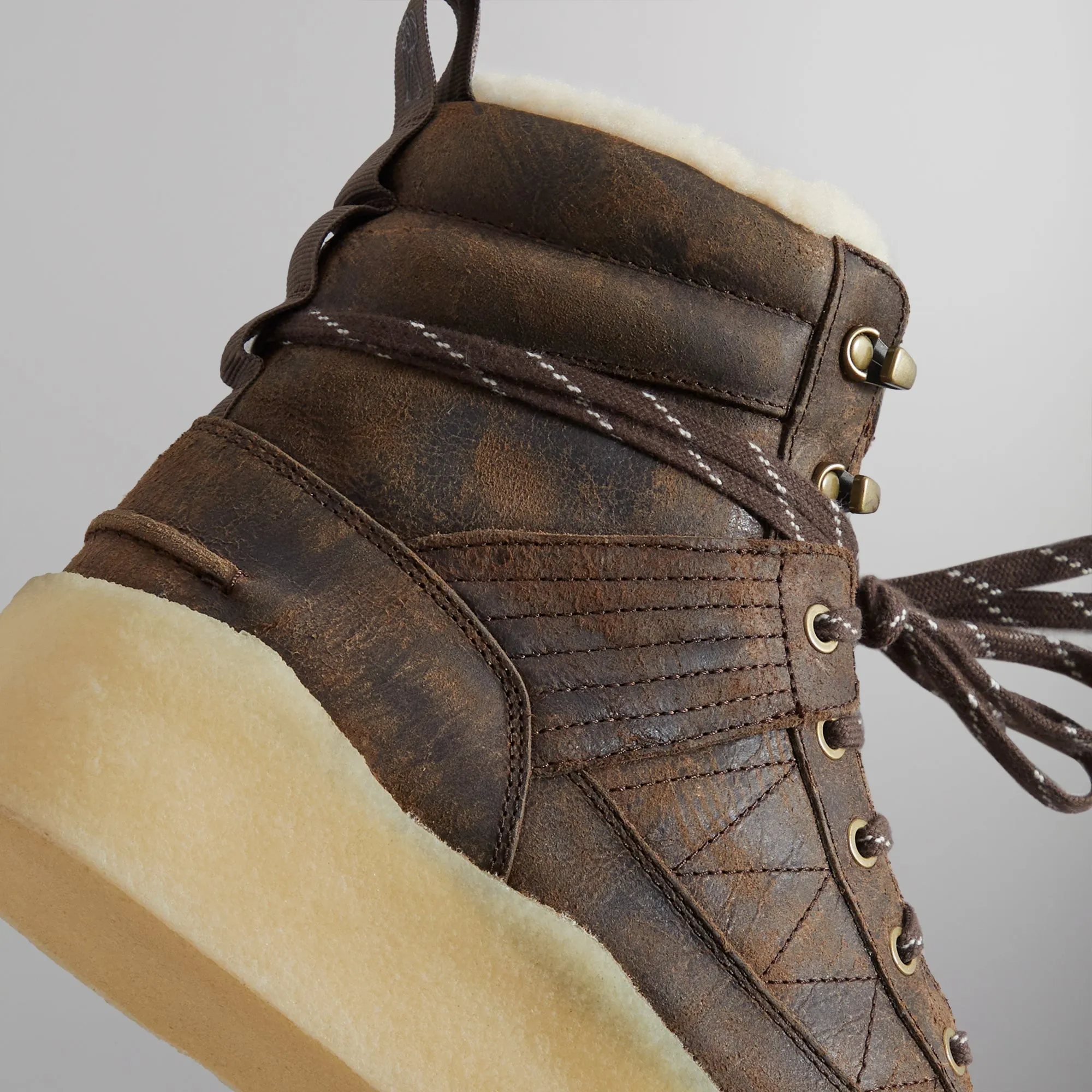 Ronnie Fieg x Clarks Originals 8th Street Rushden Boot - Luxurious Chocolate Brown Shearling