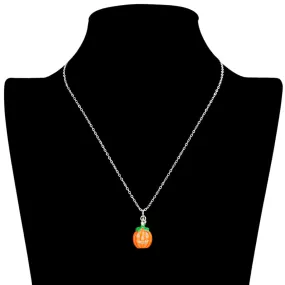 Elegant Silver-Plated Necklace with Pumpkin Pendant