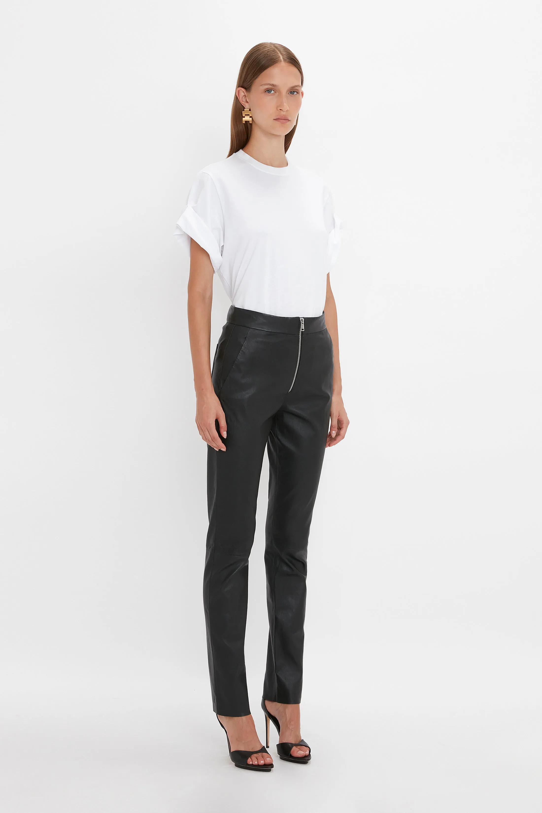 Slim Leather Trouser in Black