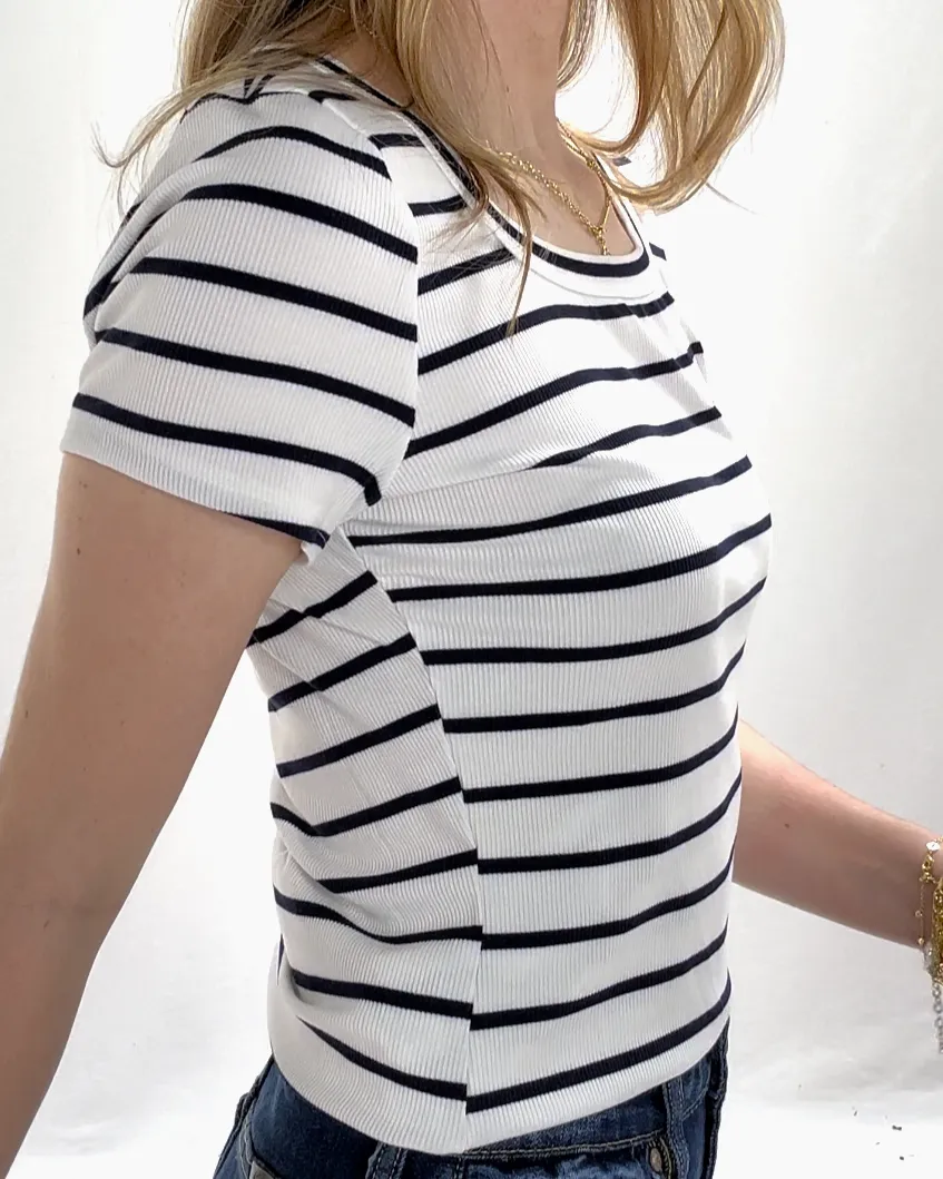 Stripe Top - Ivory/Navy