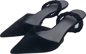 The White Company Black Heeled Velvet Slingback Mules UK 8 EU 41 👠