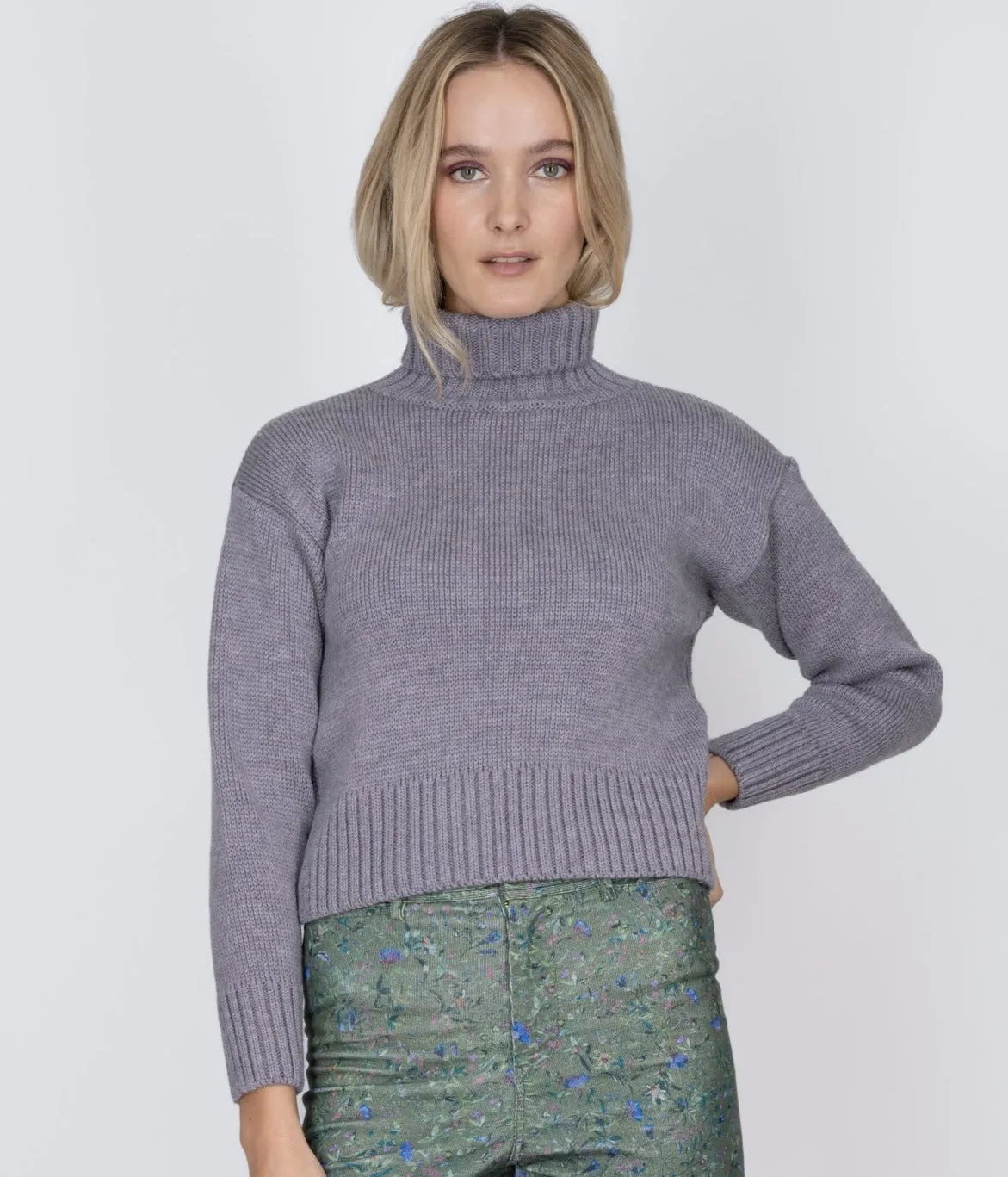 Violet Mariner Merino Crop Pullover