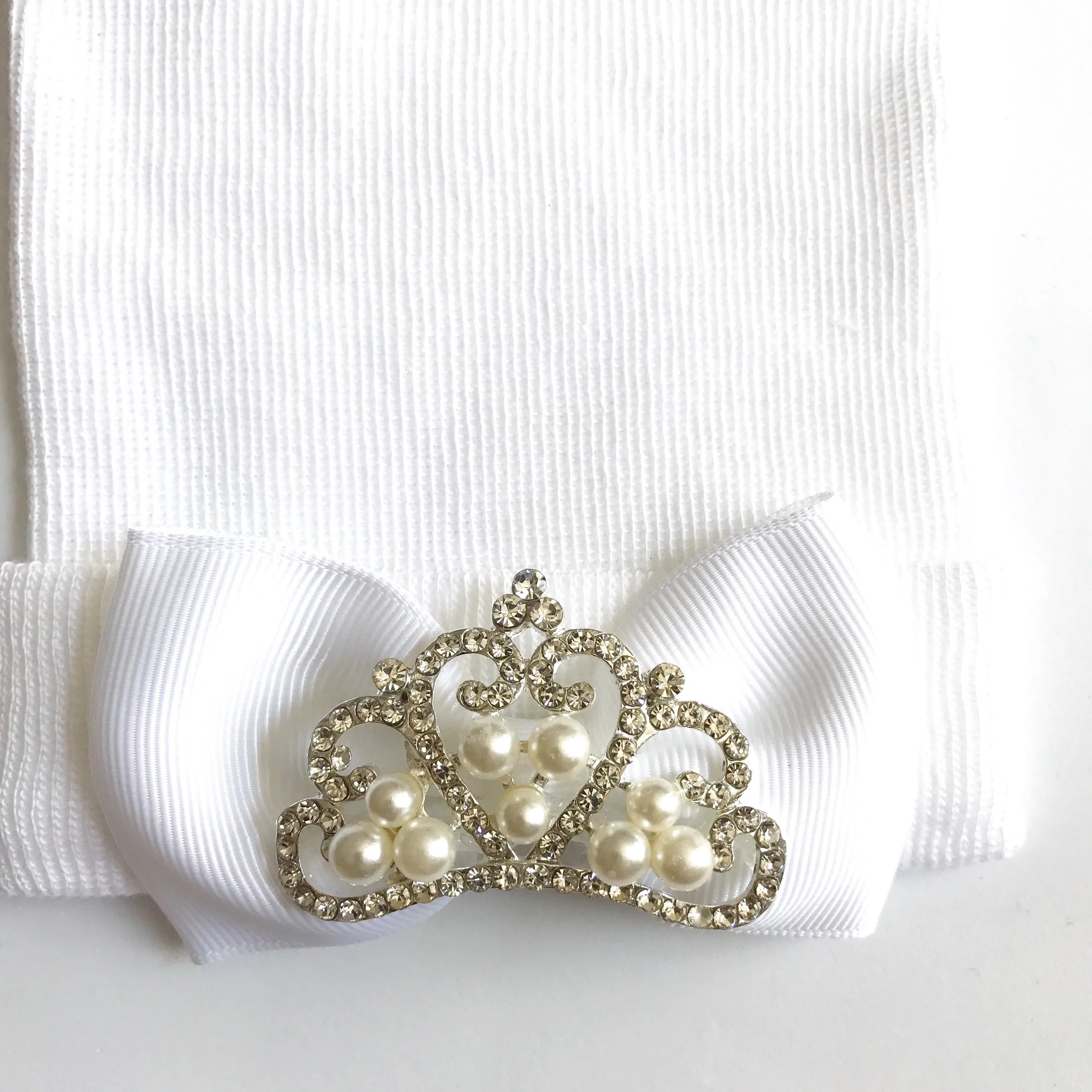 WHITE Princess hat-pick your color bow!