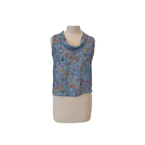 ZARA Blue Printed Sleeveless Semi-sheer Top | Gently used |