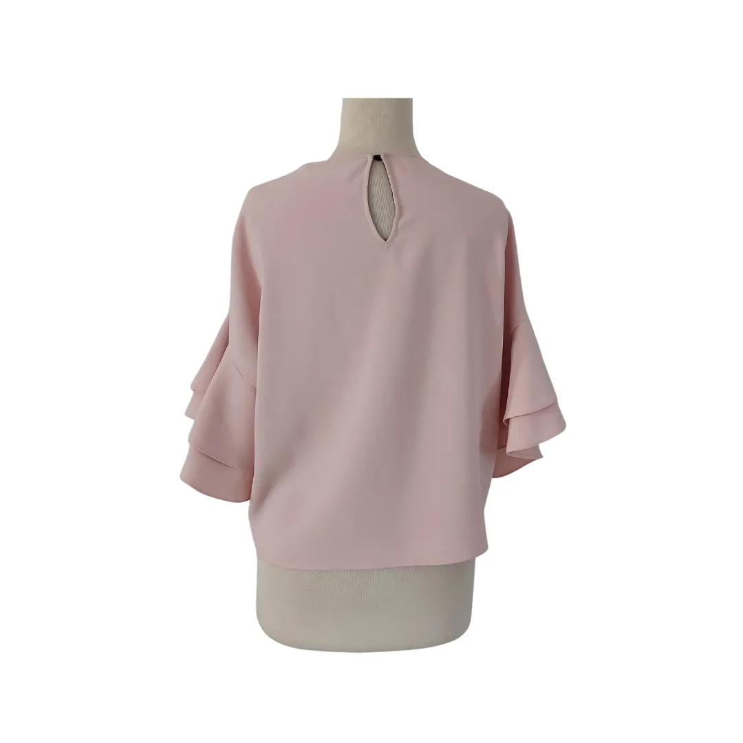 ZARA Pink Ruffle Sleeves Top | Pre Loved |